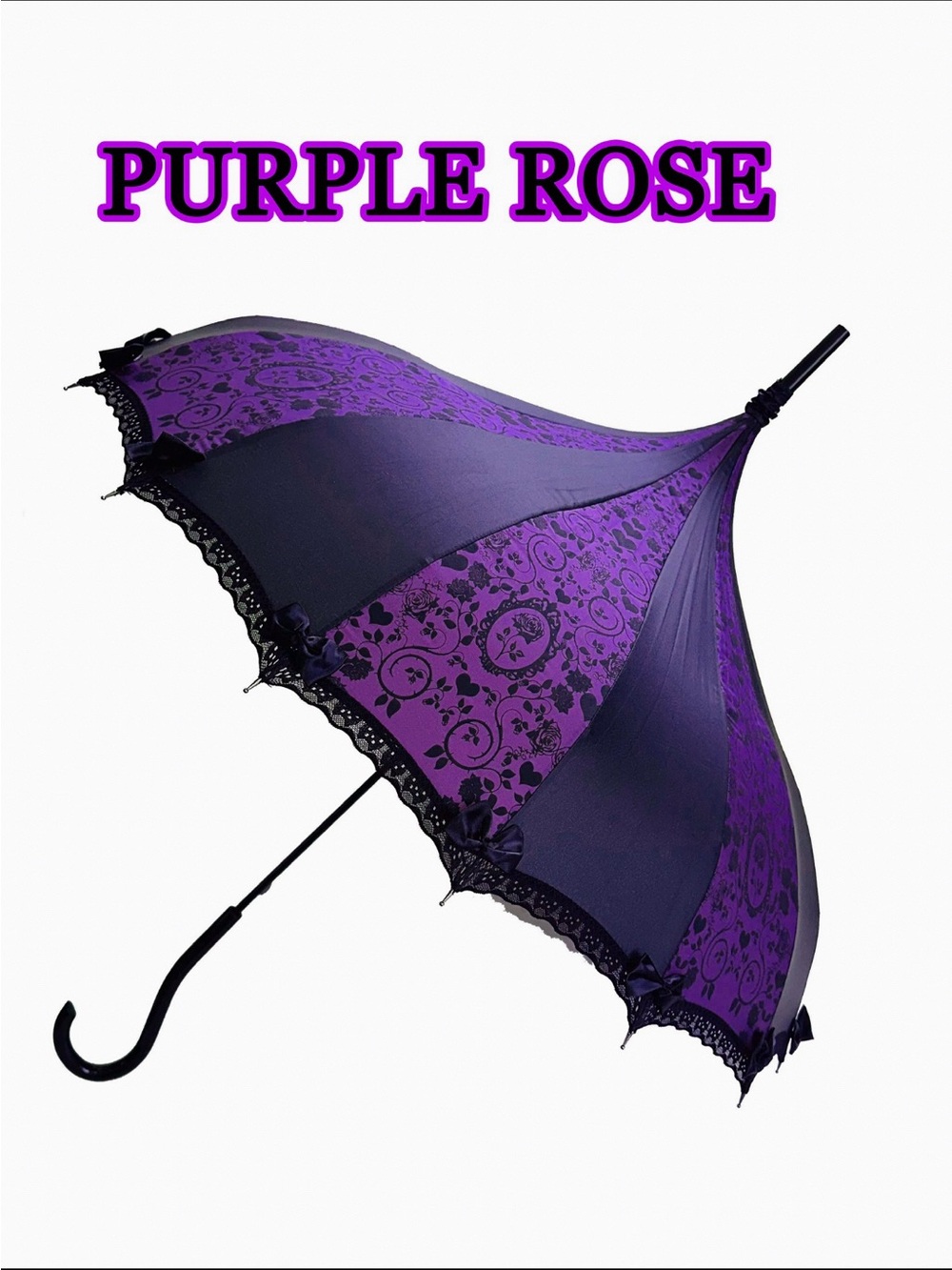 Purple Rose Lace-Edged Parasol Umbrella